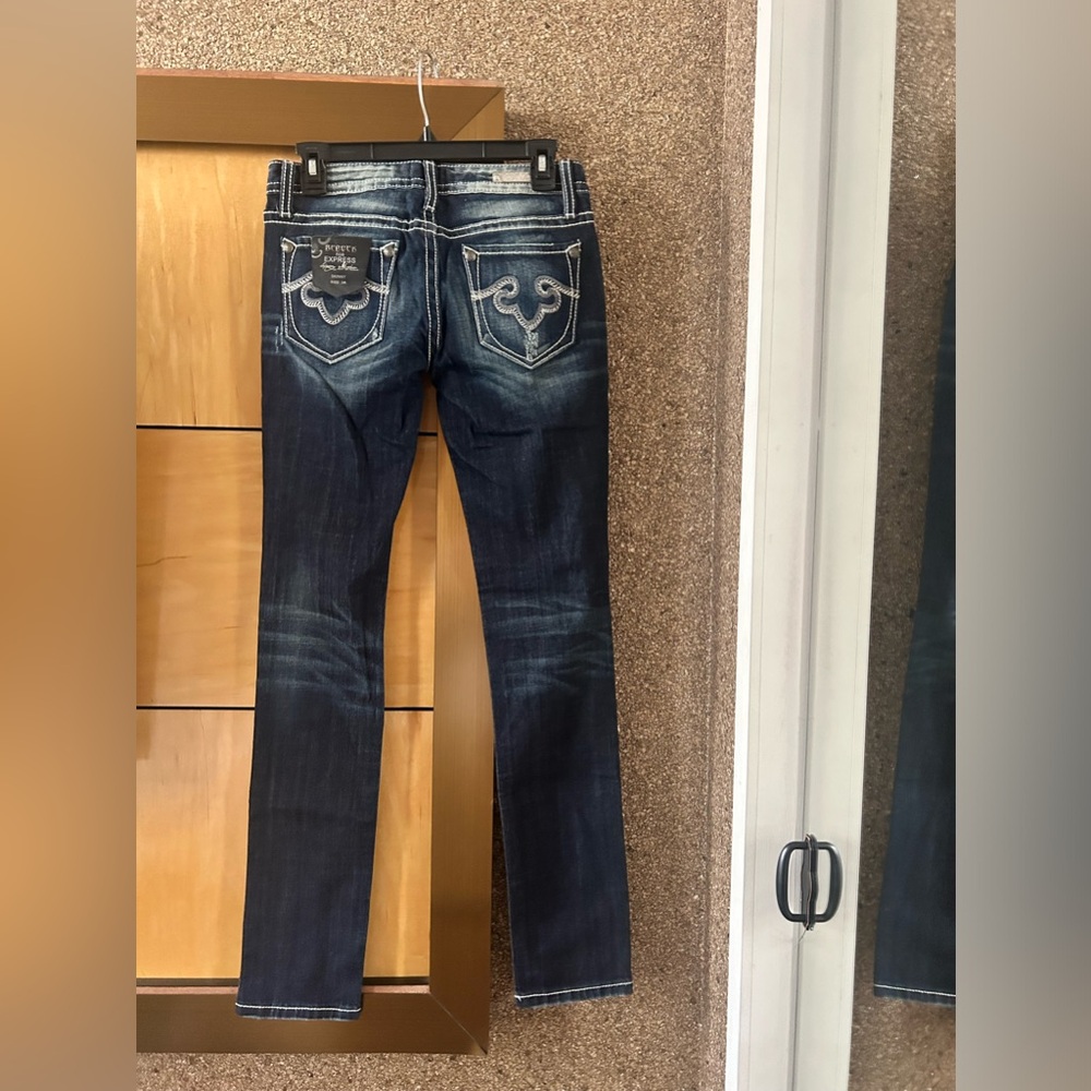 Express Vintage Y2K Women’s Blue Wash Skinny Jeans Size 2 Regular - Picture 2 of 5